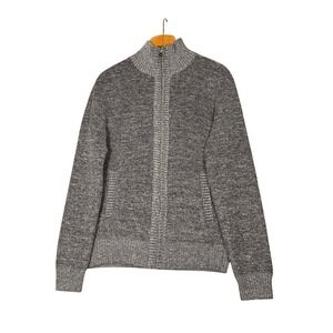 Buffalo David Bitton Men's Full Zip Cardigan Jacket Gray Knit Mock Neck Medium